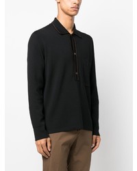 Zegna Contrast Stitching Long Sleeve Polo Shirt