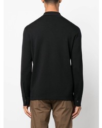Zegna Contrast Stitching Long Sleeve Polo Shirt