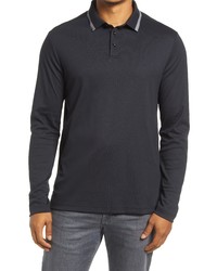 Nordstrom Coolmax Long Sleeve Polo In Black Caviar At