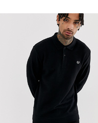 Fred Perry Long Sleeve Pique Polo In Black At Asos