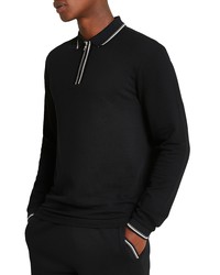 River Island Long Sleeve Polo Shirt In Black At Nordstrom