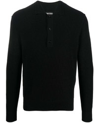 Tom Ford Long Sleeve Ribbed Knit Polo Top