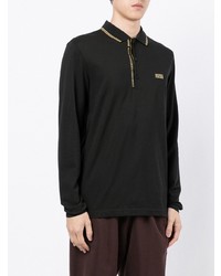 BOSS Long Sleeved Logo Trim Polo Shirt