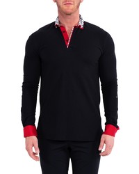 Maceoo Newton Solidhound Long Sleeve Cotton Polo