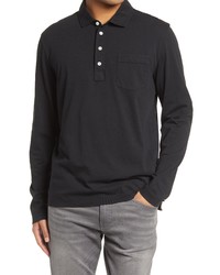 Billy Reid Pensacola Long Sleeve Organic Cotton Pocket Polo In Black At Nordstrom
