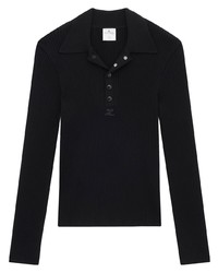 Courrèges Ribbed Knit Long Sleeved Polo Shirt