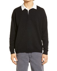 BP. Woven Collar Polo Sweater