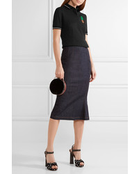 Dolce & Gabbana Appliqud Cotton Piqu Polo Shirt Black