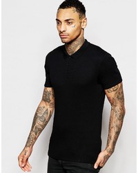 Asos Brand Extreme Muscle Polo In Black Rib