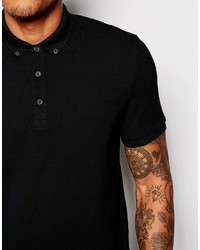 Asos Brand Polo Shirt In Pique With Button Down Collar