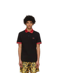 VERSACE JEANS COUTURE Black And Red Logo Polo