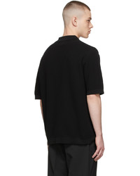 Solid Homme Black Cotton Polo
