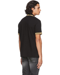 VERSACE JEANS COUTURE Black Gold Logo Collar Polo