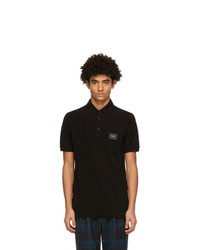 Dolce and Gabbana Black Pique Brand Plate Polo