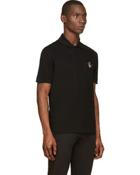 Givenchy Black Rottweiler Embroidered Polo