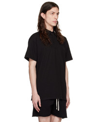Les Tien Black Short Sleeve Rugby Polo