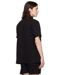 Les Tien Black Short Sleeve Rugby Polo