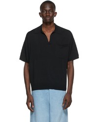 Dries Van Noten Black Wool Jersey Polo