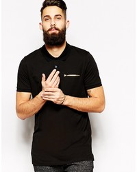 Asos Brand Longline Polo Shirt With Zip Pocket