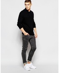 Asos Brand Muscle Polo In Waffle With Long Sleeves