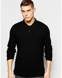 Asos Brand Muscle Polo In Waffle With Long Sleeves