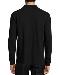 Burberry Brit Long Sleeve Pique Polo Shirt Black
