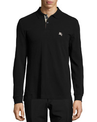 Burberry Brit Long Sleeve Pique Polo Shirt Black, $195 | Neiman Marcus |  Lookastic