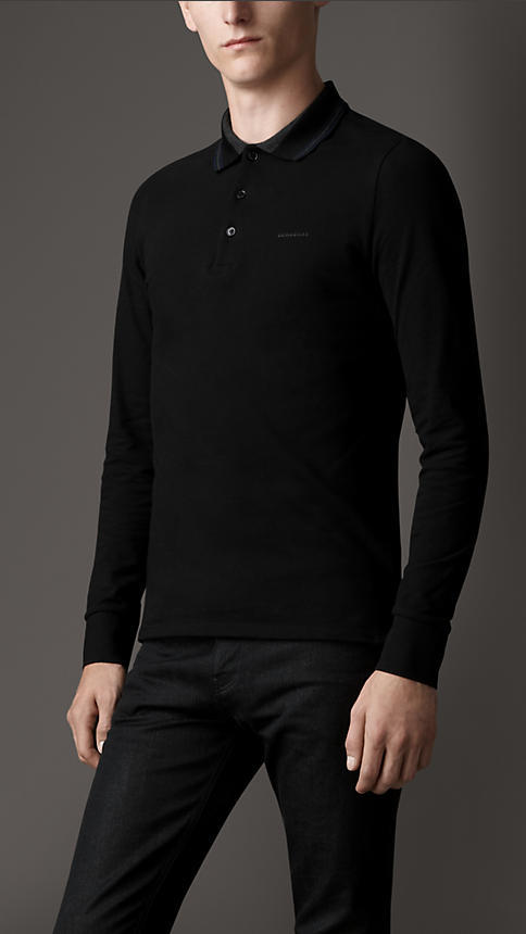 Standard gullig bekræft venligst Burberry Long Sleeve Polo Shirt, $295 | Burberry | Lookastic