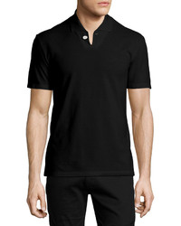 Maison Margiela Button Detail Short Sleeve Polo Shirt Black