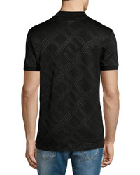 Versace Collection Greek Key Stamped Polo Shirt Black