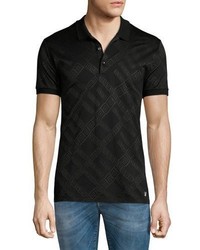 Versace Collection Greek Key Stamped Polo Shirt Black