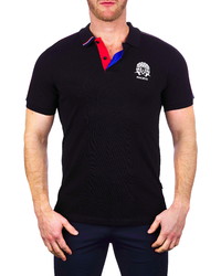 Maceoo Contemporary Fit Black Band Pique Polo