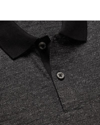 Hugo Boss Contrast Trimmed Mlange Cotton Blend Polo Shirt
