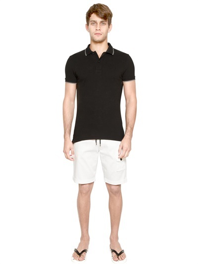 Armani Jeans Cotton Piqu Polo With Striped Collar Luisaviaroma