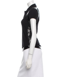 Givenchy Eel Skin Paneled Short Sleeve Polo