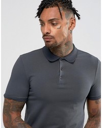 Asos Extreme Muscle Polo In Jersey In Washed Black