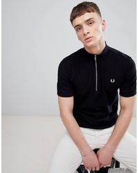 Fred Perry Funnel Neck Polo In Black