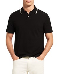 Theory Goris Tipped Solid Polo In Blackivory At Nordstrom
