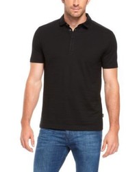 Hugo Boss Fontana Regular Fit Cotton Layered Placket Polo Shirt L Black