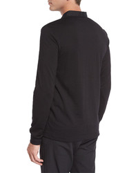 Theory Jergen Long Sleeve Polo Shirt Black