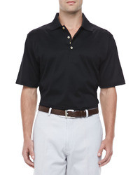 Peter Millar Knit Collar Short Sleeve Polo Black