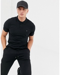 Calvin Klein Logo Pique Polo Regular Fit In Black