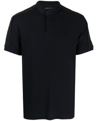 Emporio Armani Logo Trim Band Collar Polo Shirt
