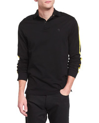 Ralph Lauren Long Sleeve Pique Polo Shirt With Contrast Trim Black
