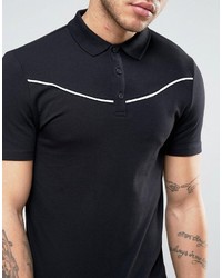 Asos Longline Muscle Polo Shirt With Contrast Western Yoke Piping