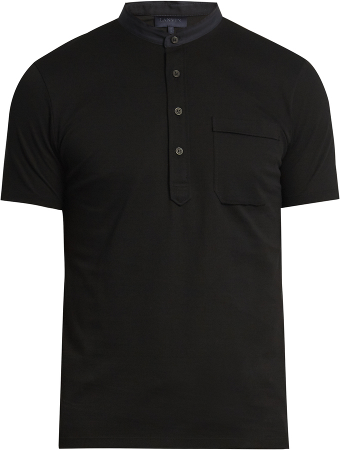 Lanvin Mandarin Collar Cotton Polo Shirt, $395 | MATCHESFASHION.COM ...