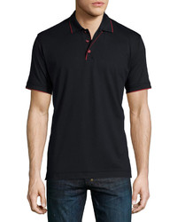 Robert Graham Marlow Short Sleeve Polo Shirt With Contrast Trim Black