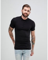 ASOS DESIGN Muscle Fit Jersey Polo In Black