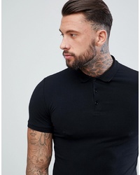 ASOS DESIGN Muscle Fit Jersey Polo In Black