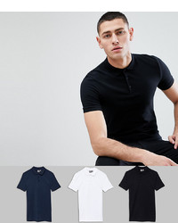 ASOS DESIGN Muscle Fit Polo In Jersey 3 Pack Save